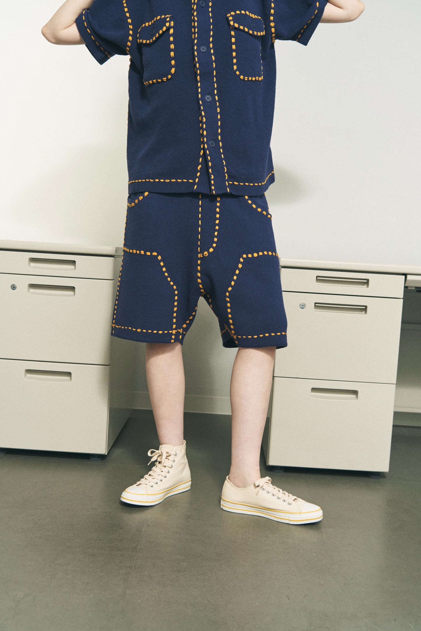 SUMMER PG1 DOUBLE KNEE SHORTS / NAVY