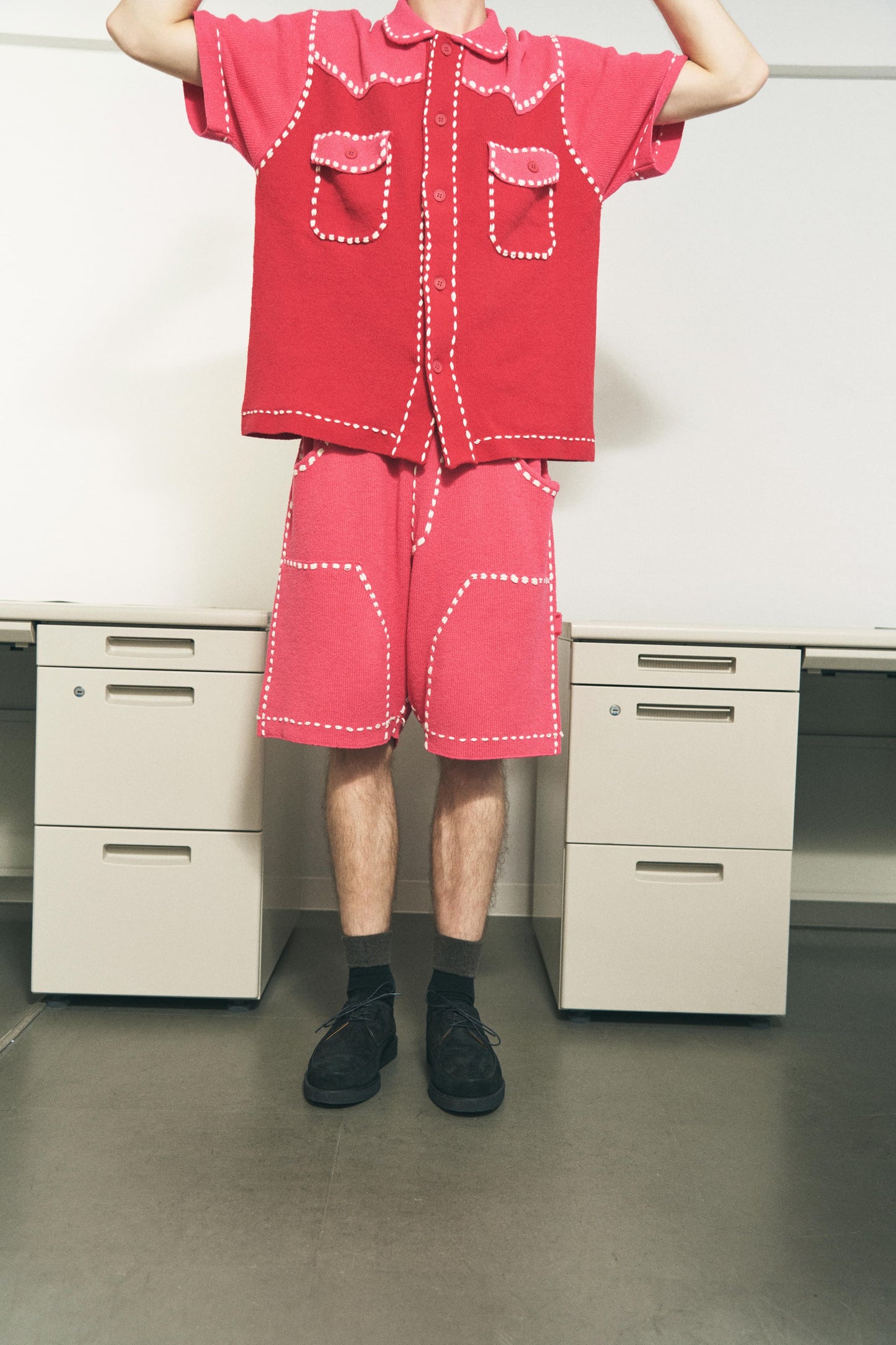 SUMMER PG1 DOUBLE KNEE SHORTS / RED/PINK