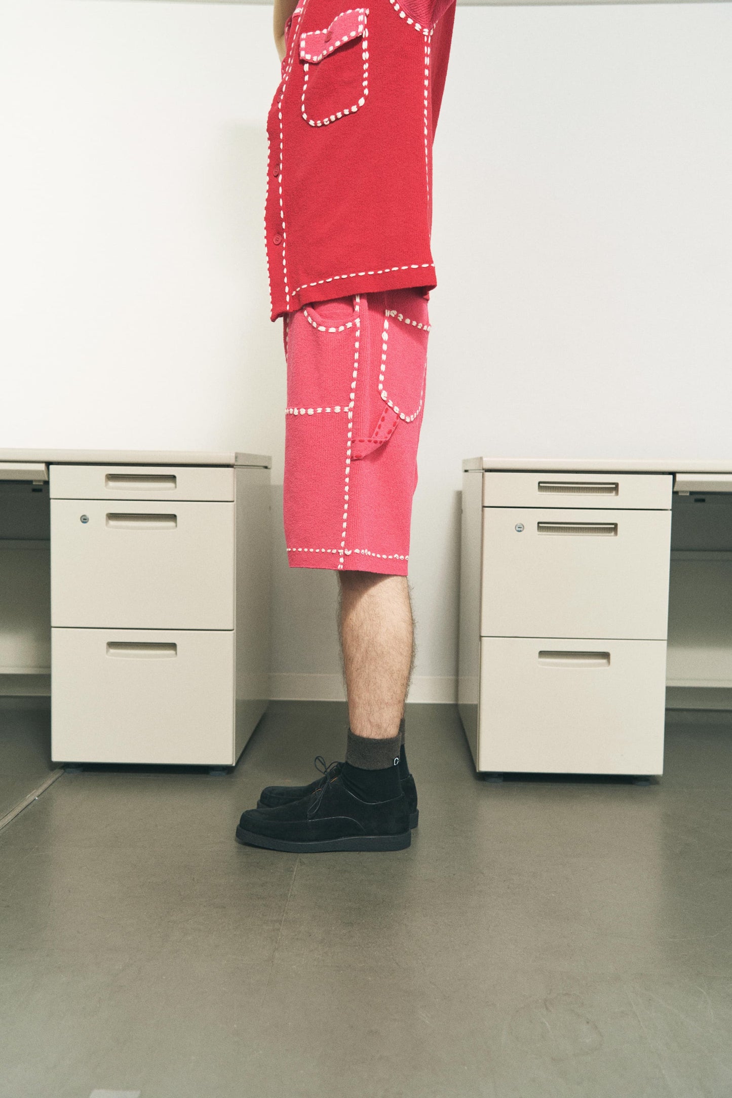 SUMMER PG1 DOUBLE KNEE SHORTS / RED/PINK