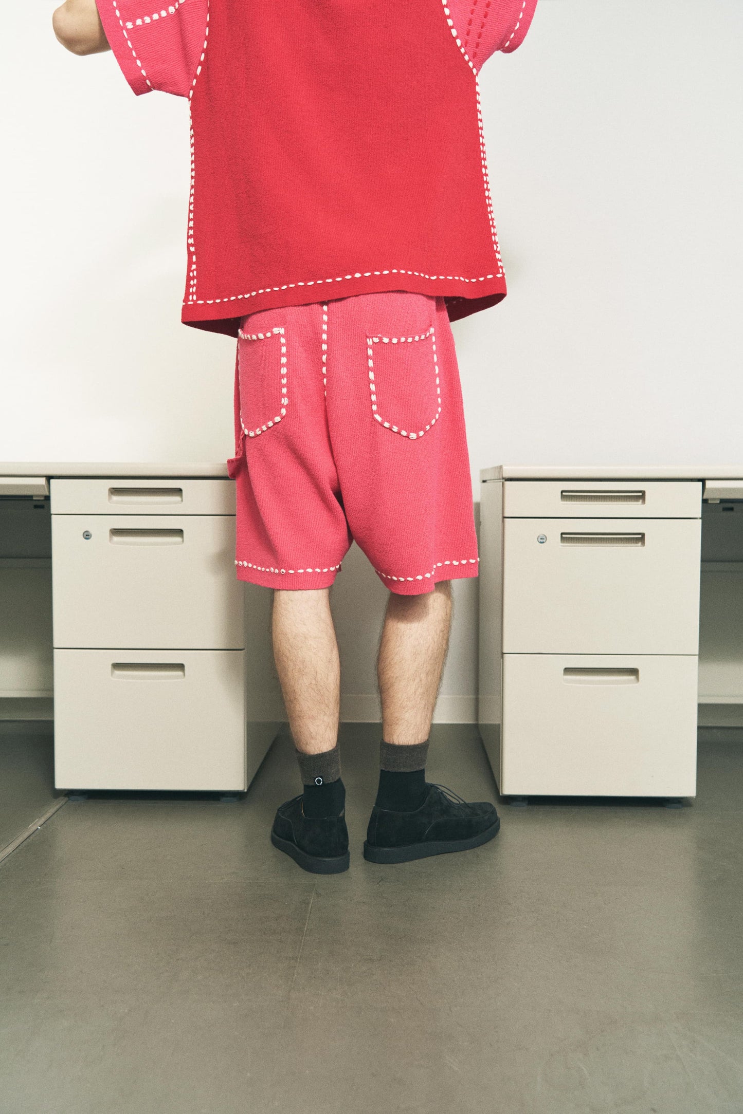 SUMMER PG1 DOUBLE KNEE SHORTS / RED/PINK
