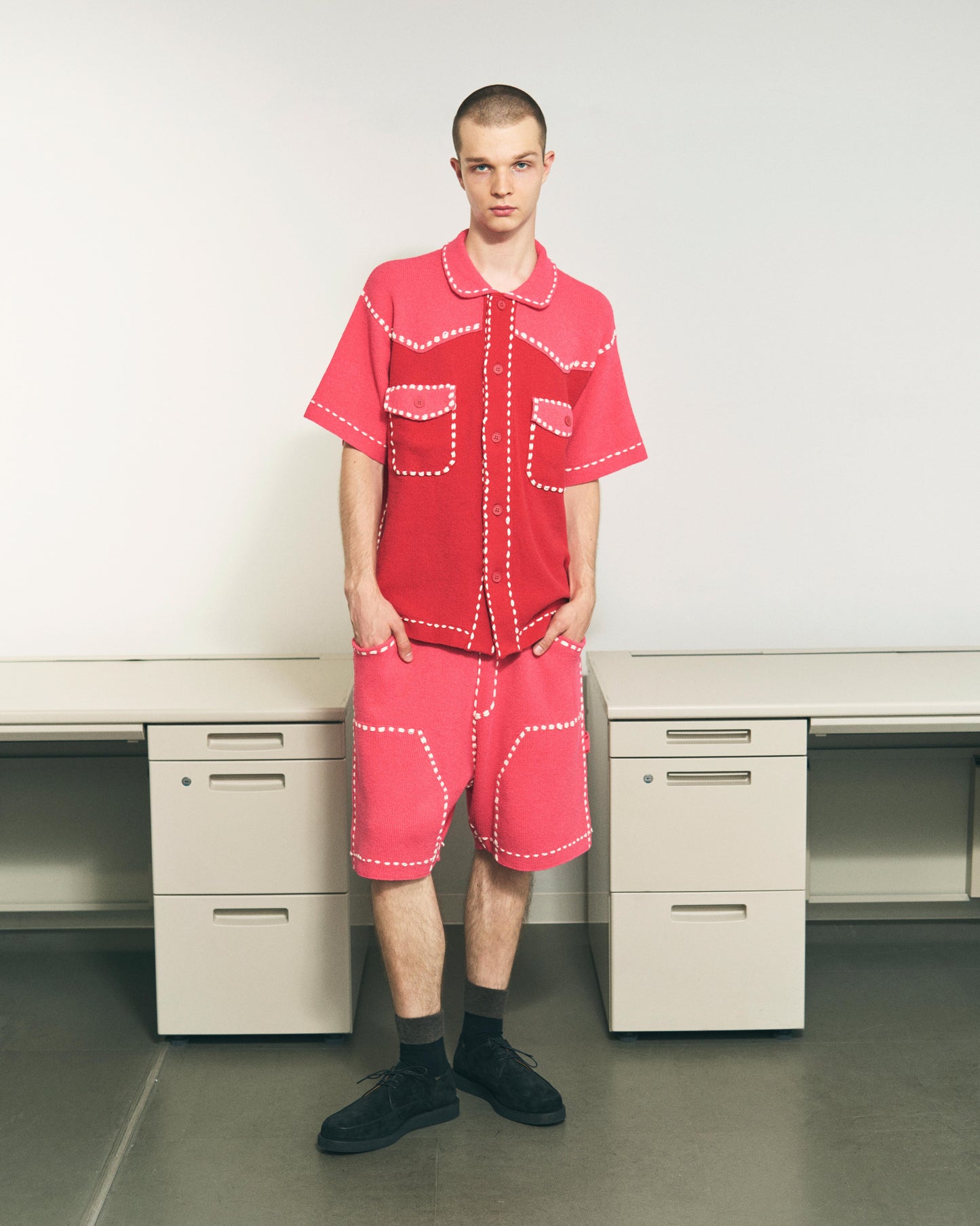 SUMMER PG1 DOUBLE KNEE SHORTS / RED/PINK