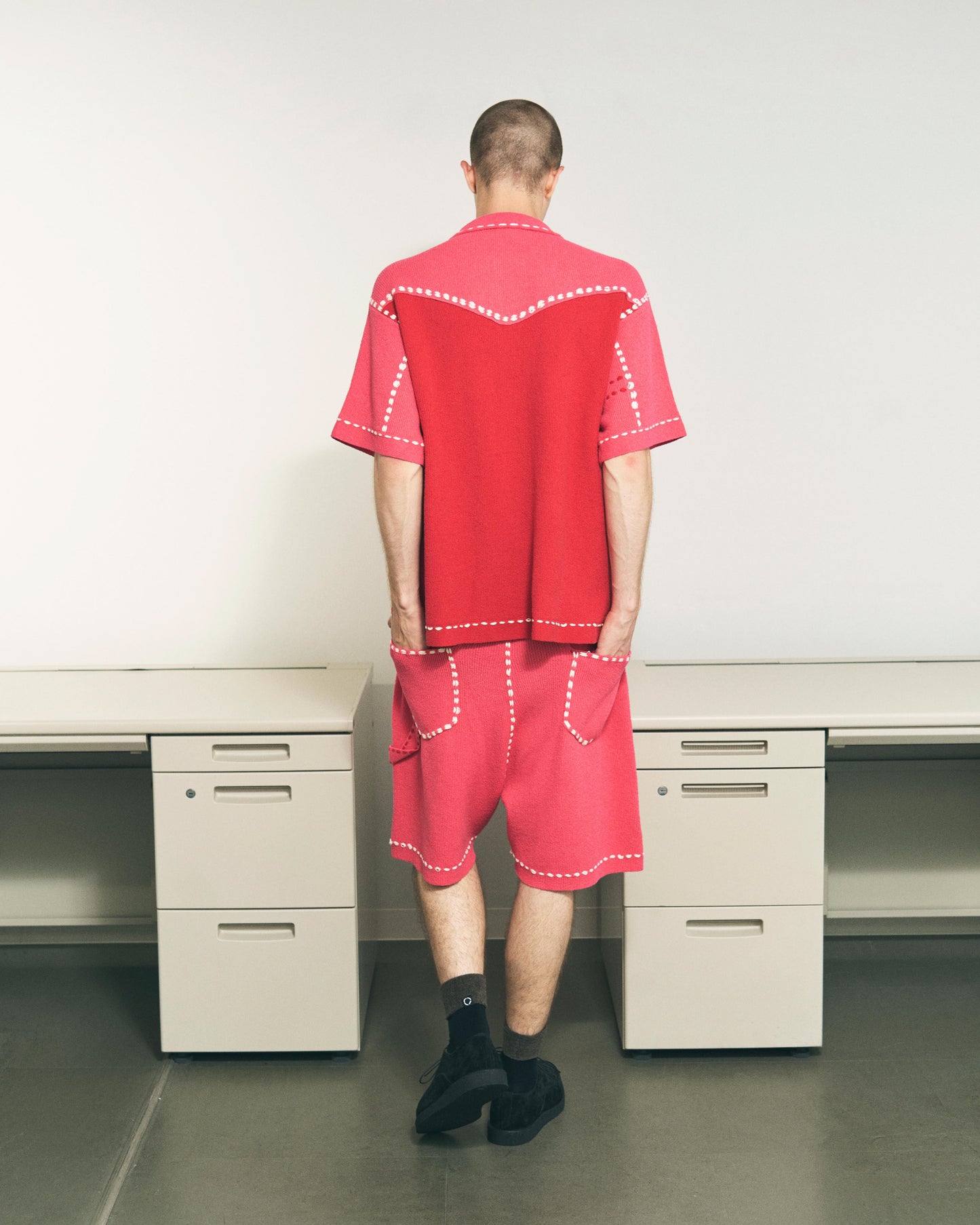 SUMMER PG1 DOUBLE KNEE SHORTS / RED/PINK