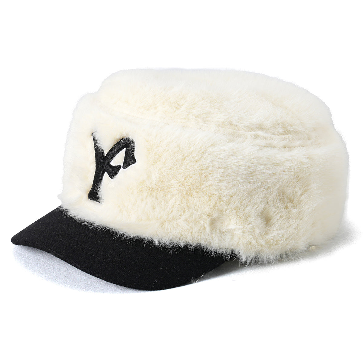 FUR PILLBOX HAT / YELLOW