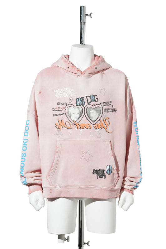 OKI DOG HOODED SWEATSHIRT / PINK