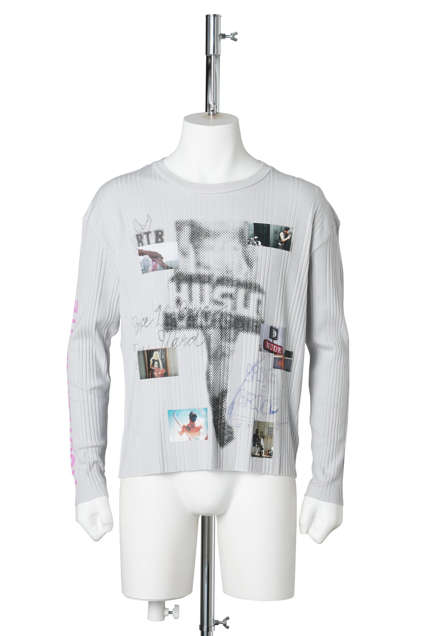 HUSTLR WHITE RIB L/S TEE / BABY BLUE
