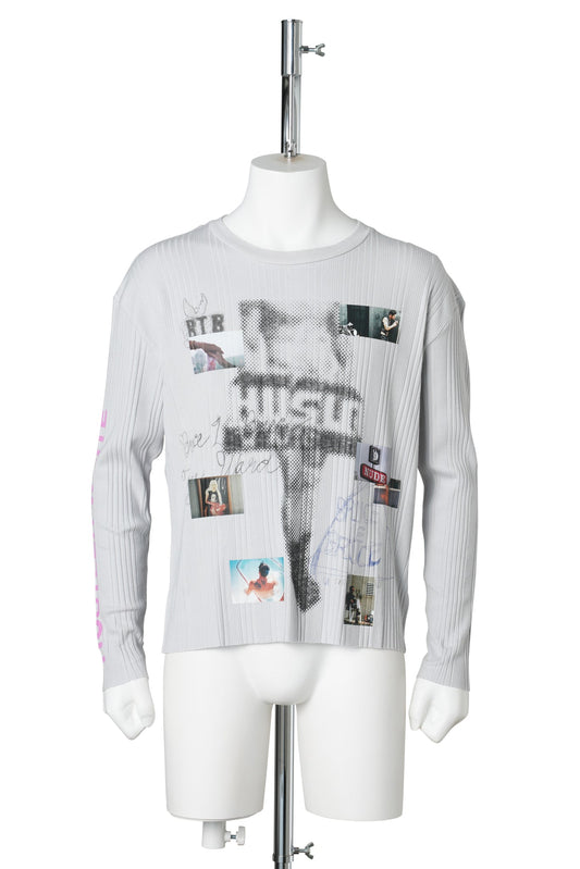 HUSTLR WHITE RIB L/S TEE / BABY BLUE