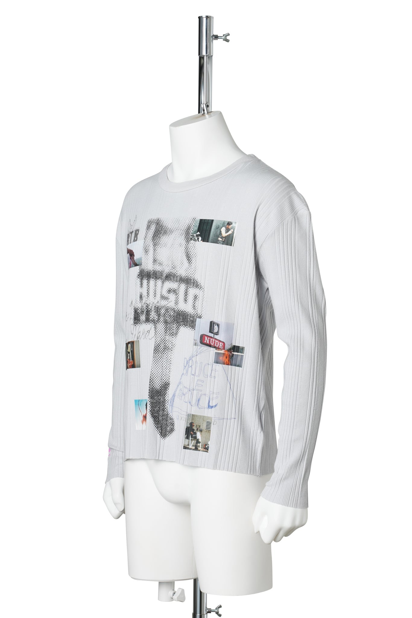 HUSTLR WHITE RIB L/S TEE / BABY BLUE
