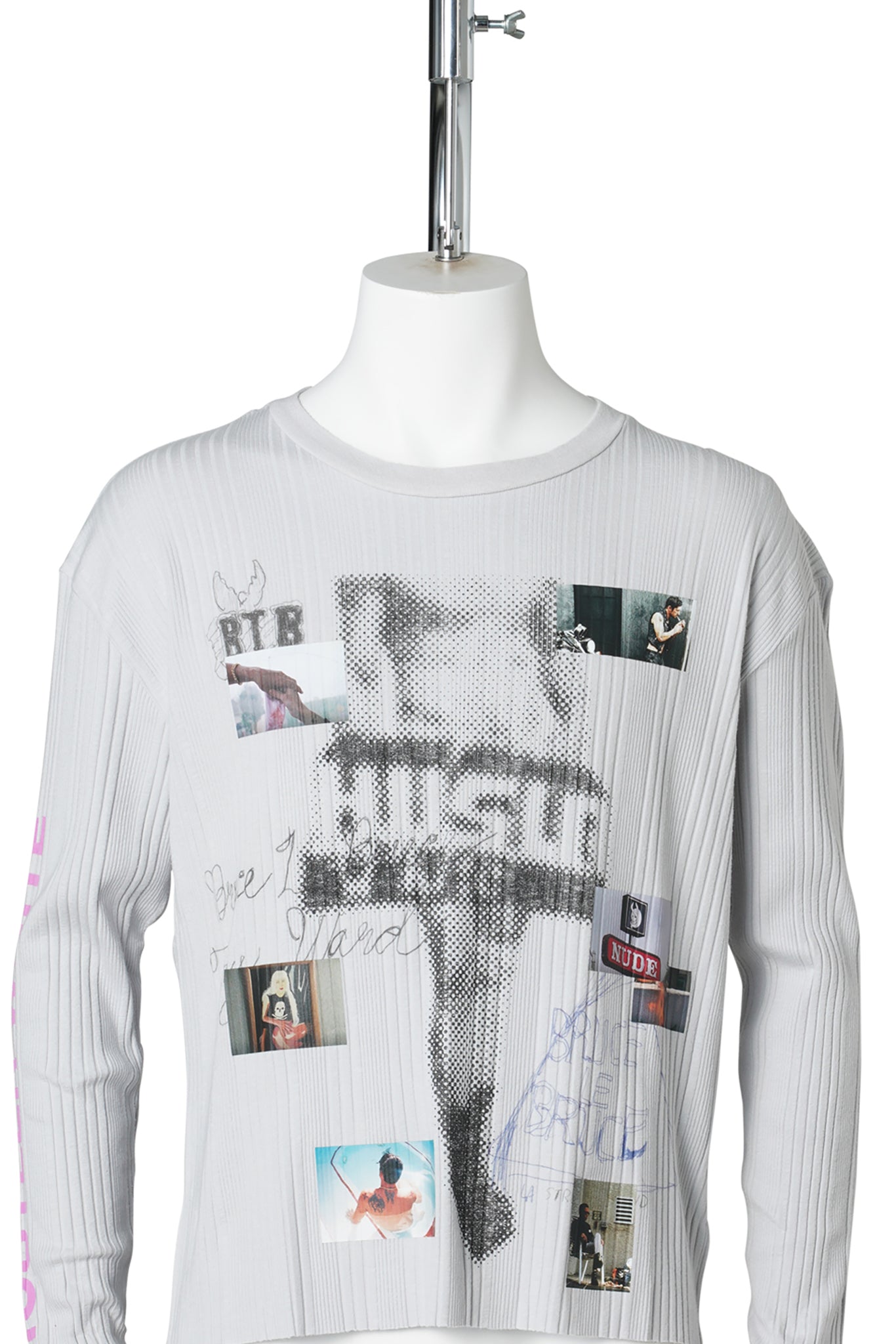 HUSTLR WHITE RIB L/S TEE / BABY BLUE