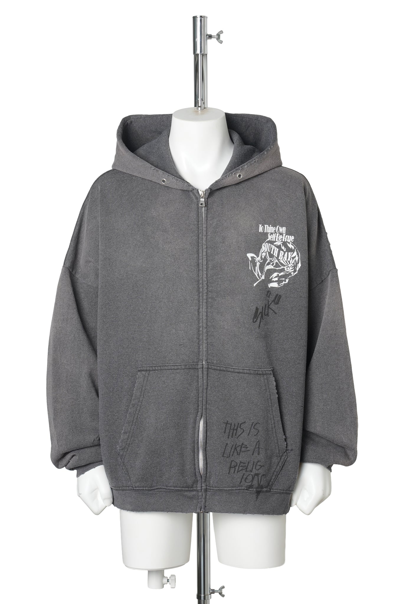 CARRYING THE MESSAGE ZIP HOODIE / VINTAGE BLACK