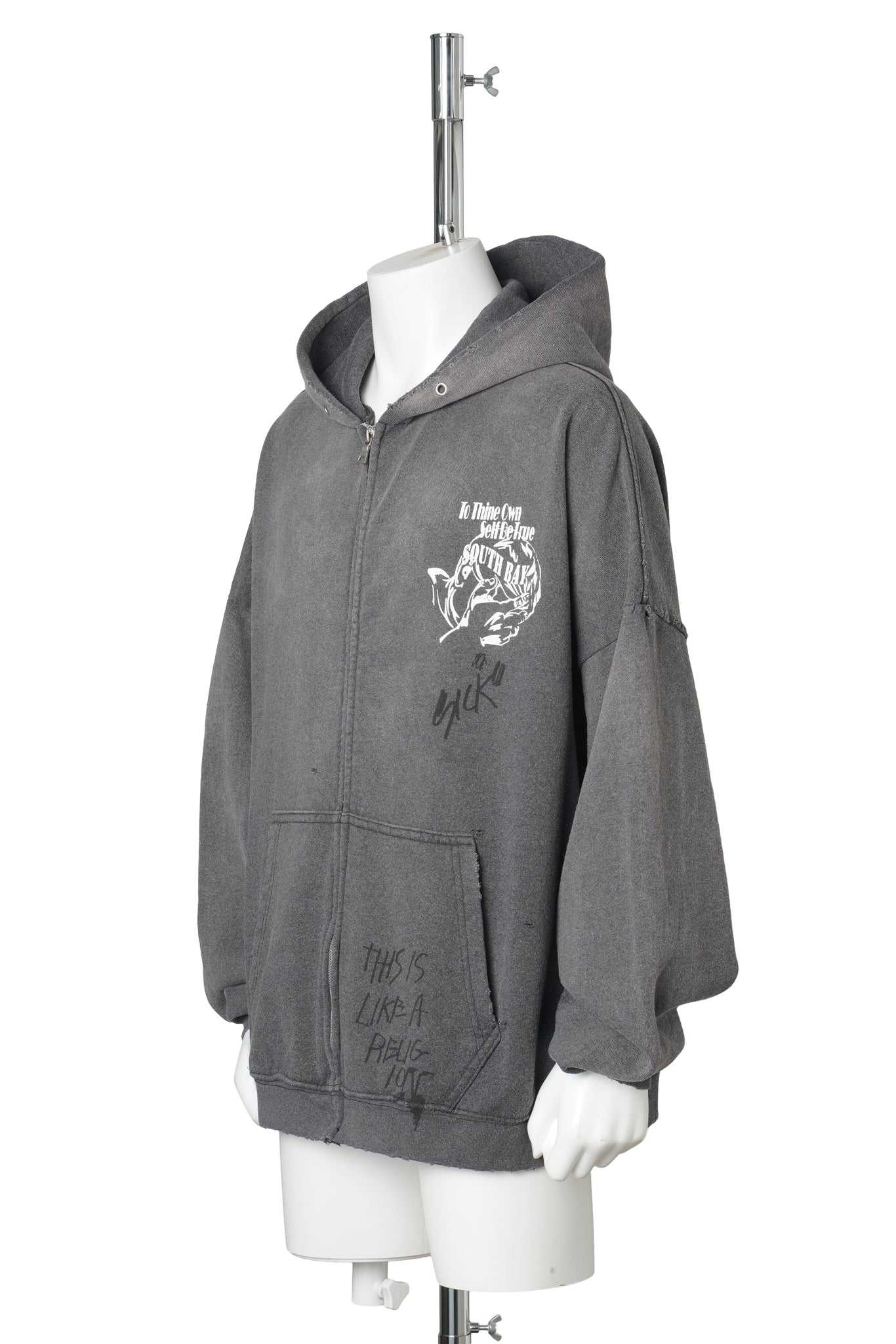 CARRYING THE MESSAGE ZIP HOODIE / VINTAGE BLACK