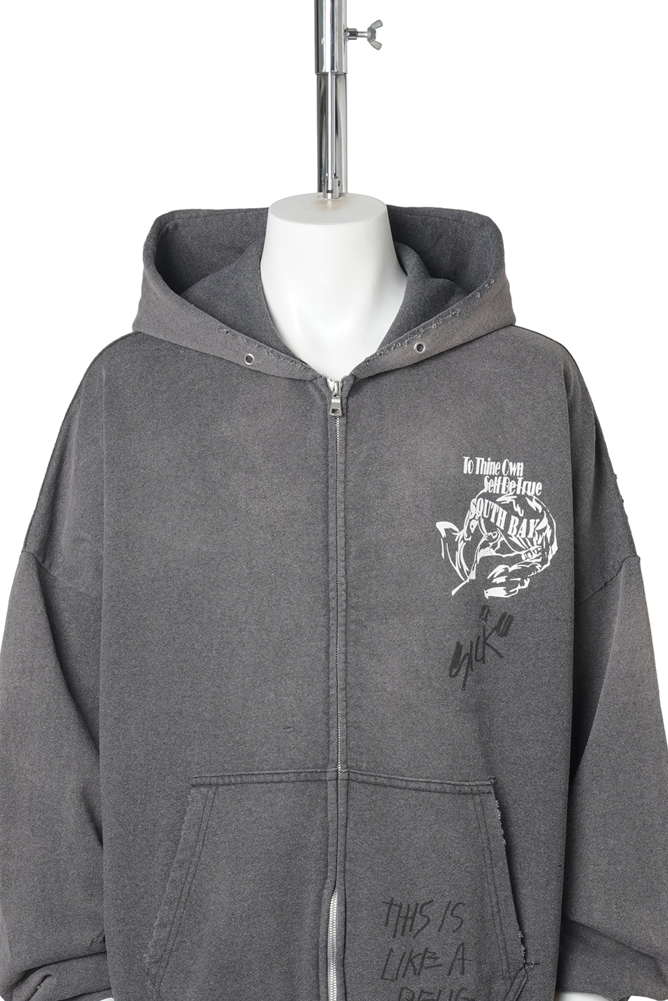 CARRYING THE MESSAGE ZIP HOODIE / VINTAGE BLACK
