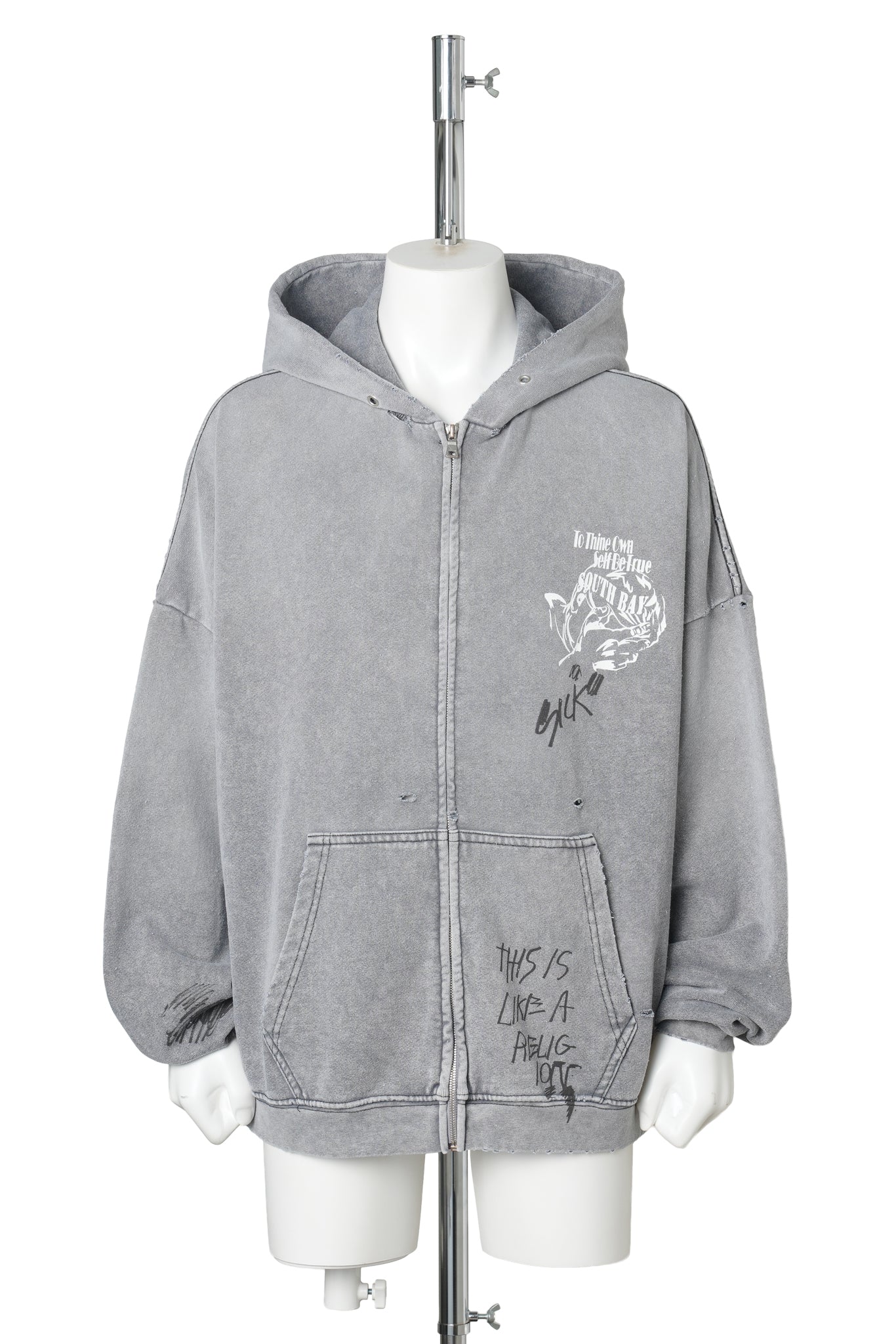 CARRYING THE MESSAGE ZIP HOODIE / GRAY