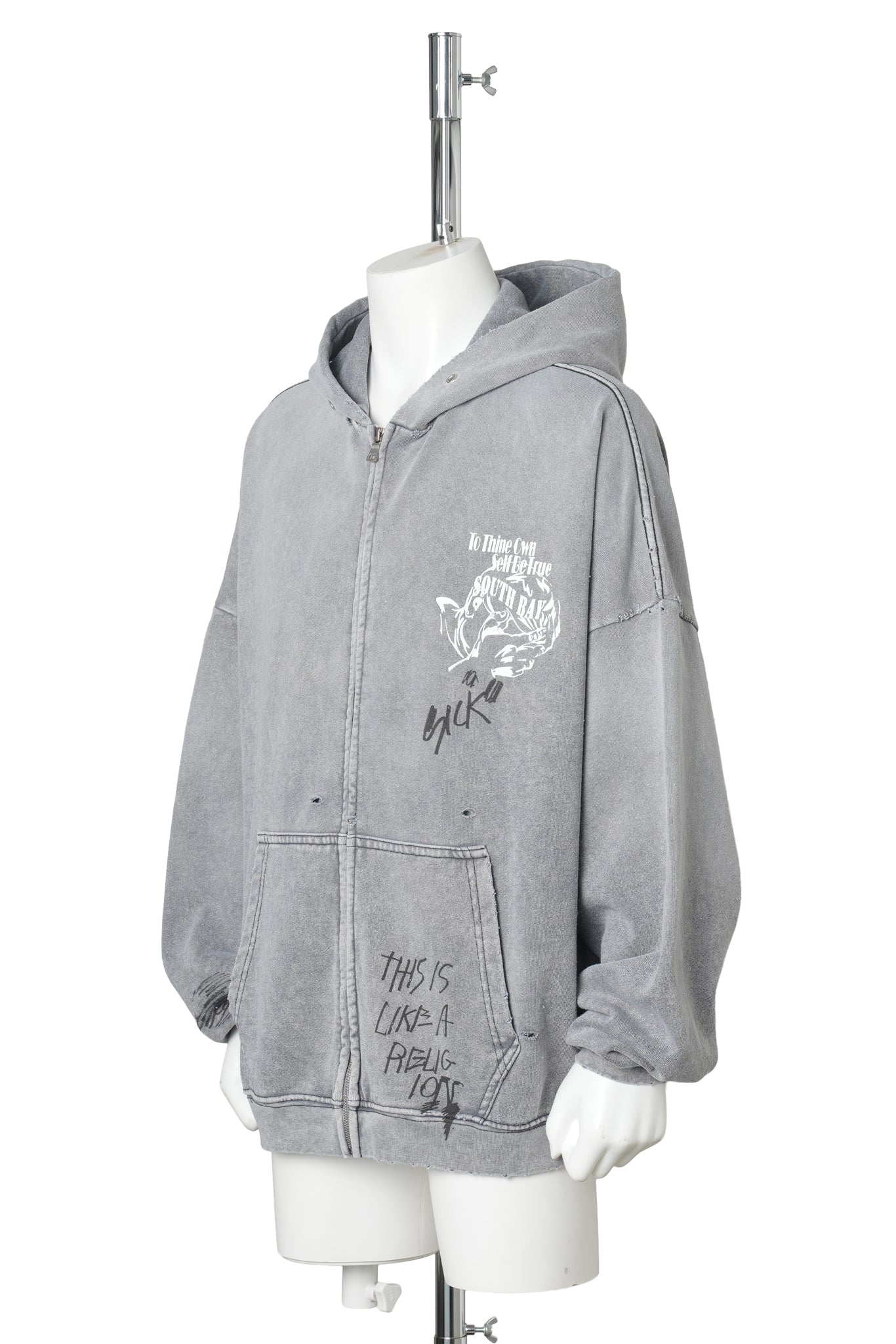 CARRYING THE MESSAGE ZIP HOODIE / GRAY