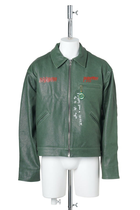 I AM NOT ASHAMED LEATHER WORK JACKET / GREEN