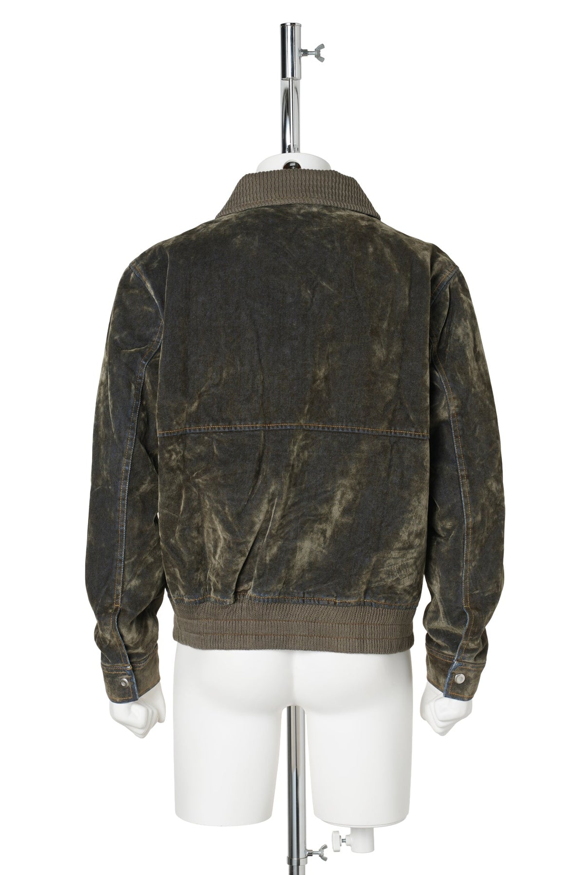 FLOCKED DENIM JACKET / DARK OLIVE