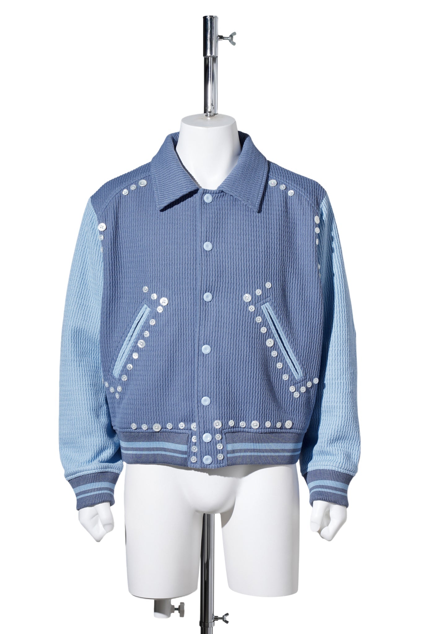 BUTTON VARSITY JACKET / BLUE
