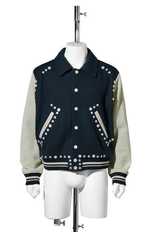 BUTTON VARSITY JACKET / NAVY