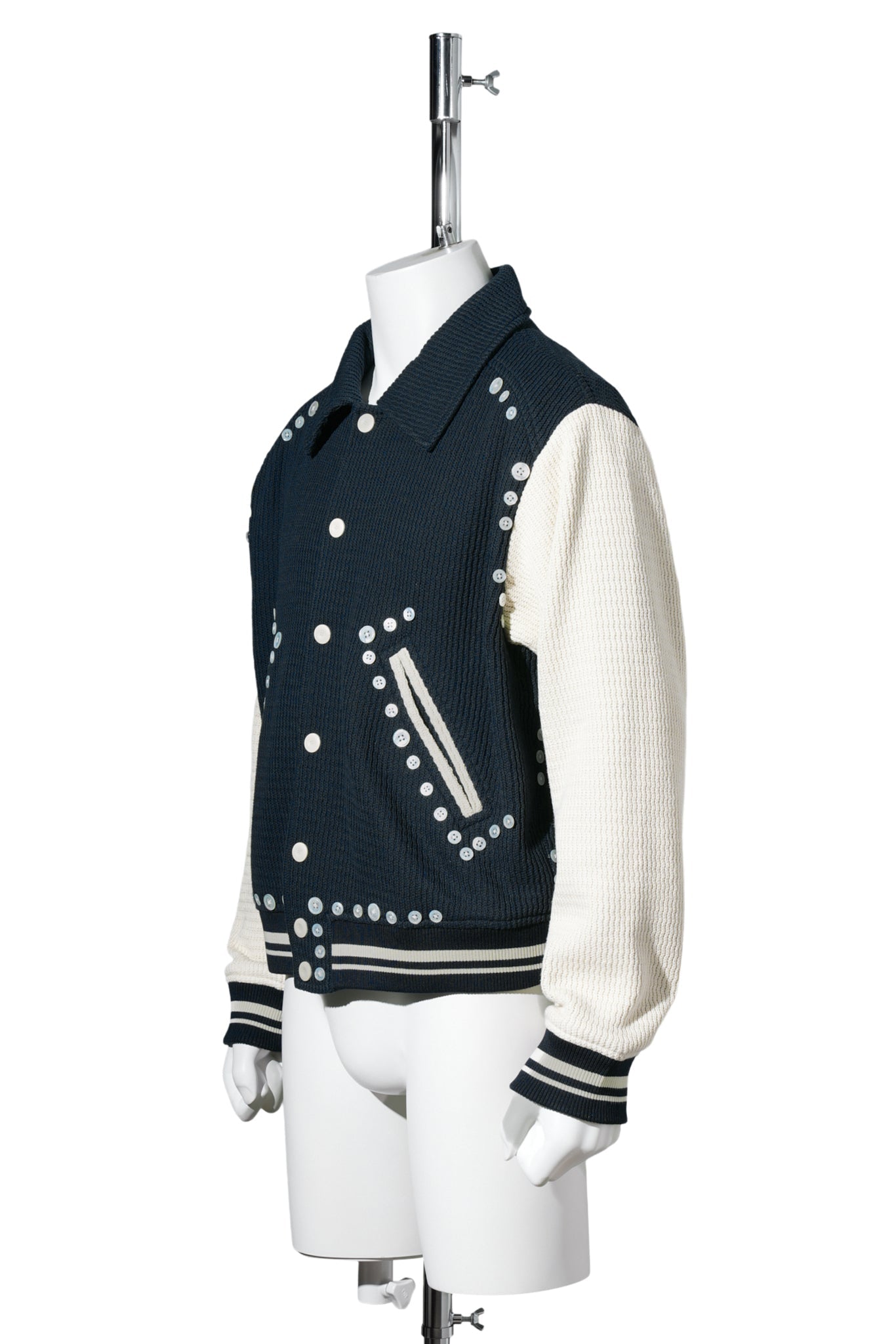 BUTTON VARSITY JACKET / NAVY