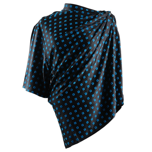 HAUT TOP SHORT SLEEVES / V242:SQUARE FLOCK/BLUE/BLACK