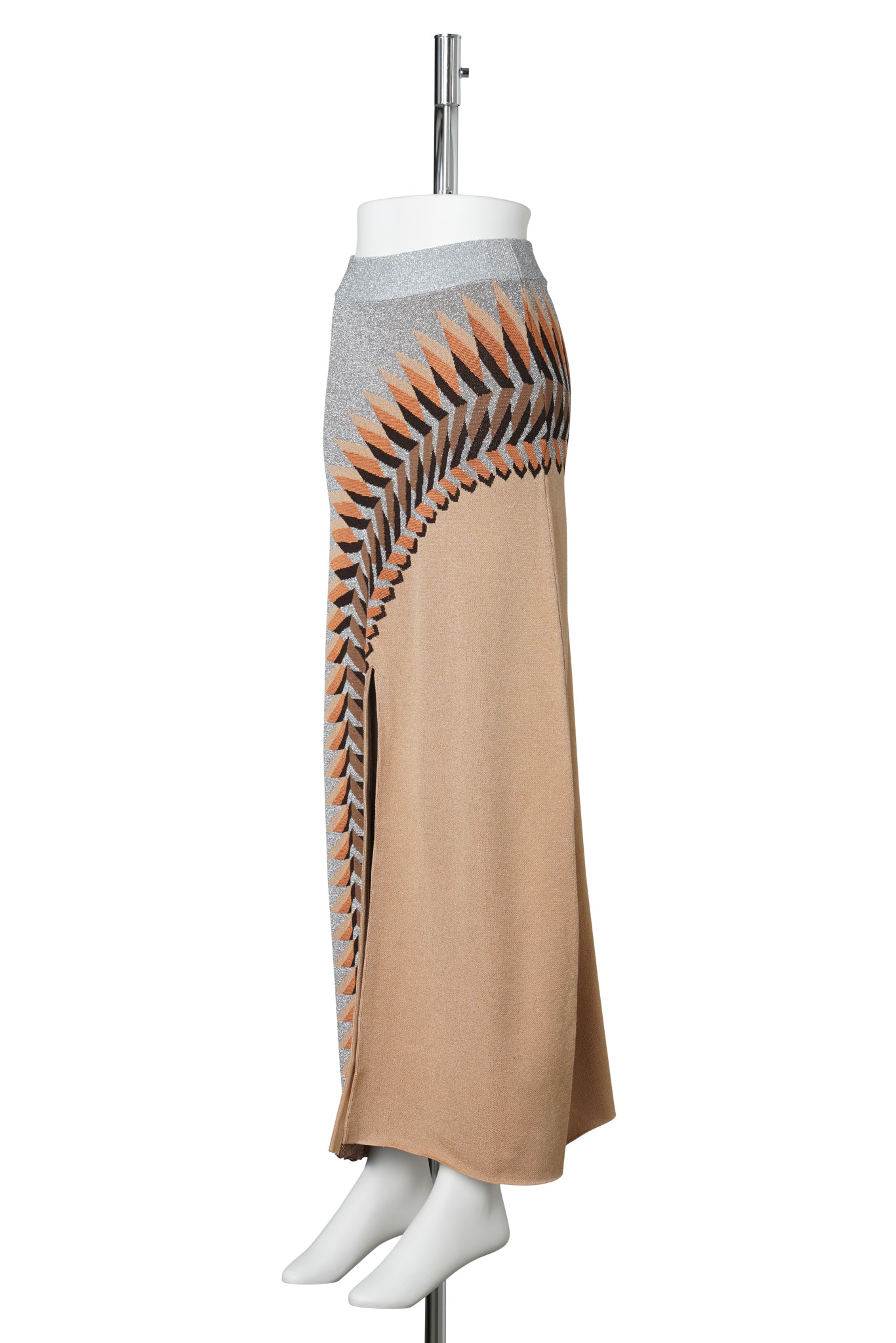 JUPE MID LENGHT SKIRT / V191:GRAPHIC 70S/SILVER/BROWN