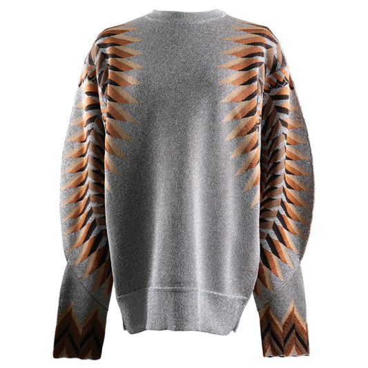 PULL/CARDIGAN PULL OVER LONG SLEEVES / V191:GRAPHIC 70S/SILVER/BROWN