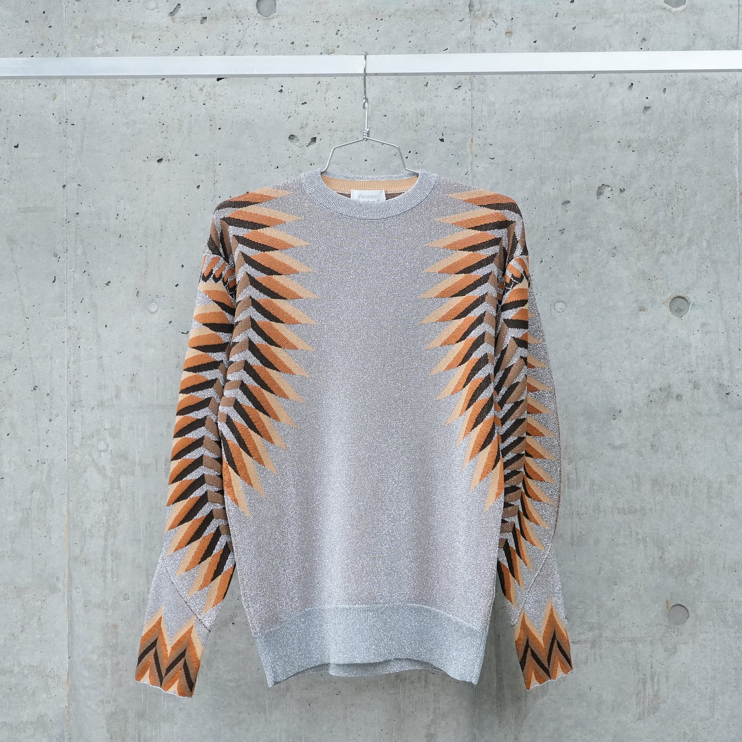 PULL/CARDIGAN PULL OVER LONG SLEEVES / V191:GRAPHIC 70S/SILVER/BROWN