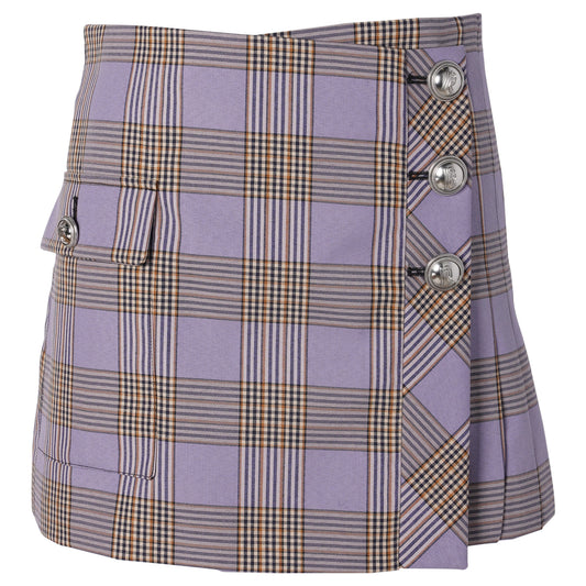 JUPE MINI SKIRT / V957:TARTAN/PURPLE/ORANGE