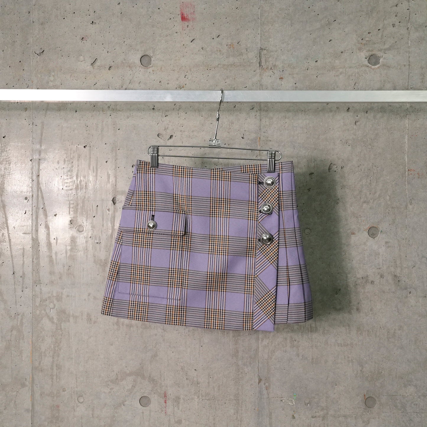 JUPE MINI SKIRT / V957:TARTAN/PURPLE/ORANGE