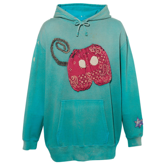 MEME HACK TOON HOODIE (ANTIQUE SOMEONE’S RED PANTS) / ANTIQUE TURQUOIS