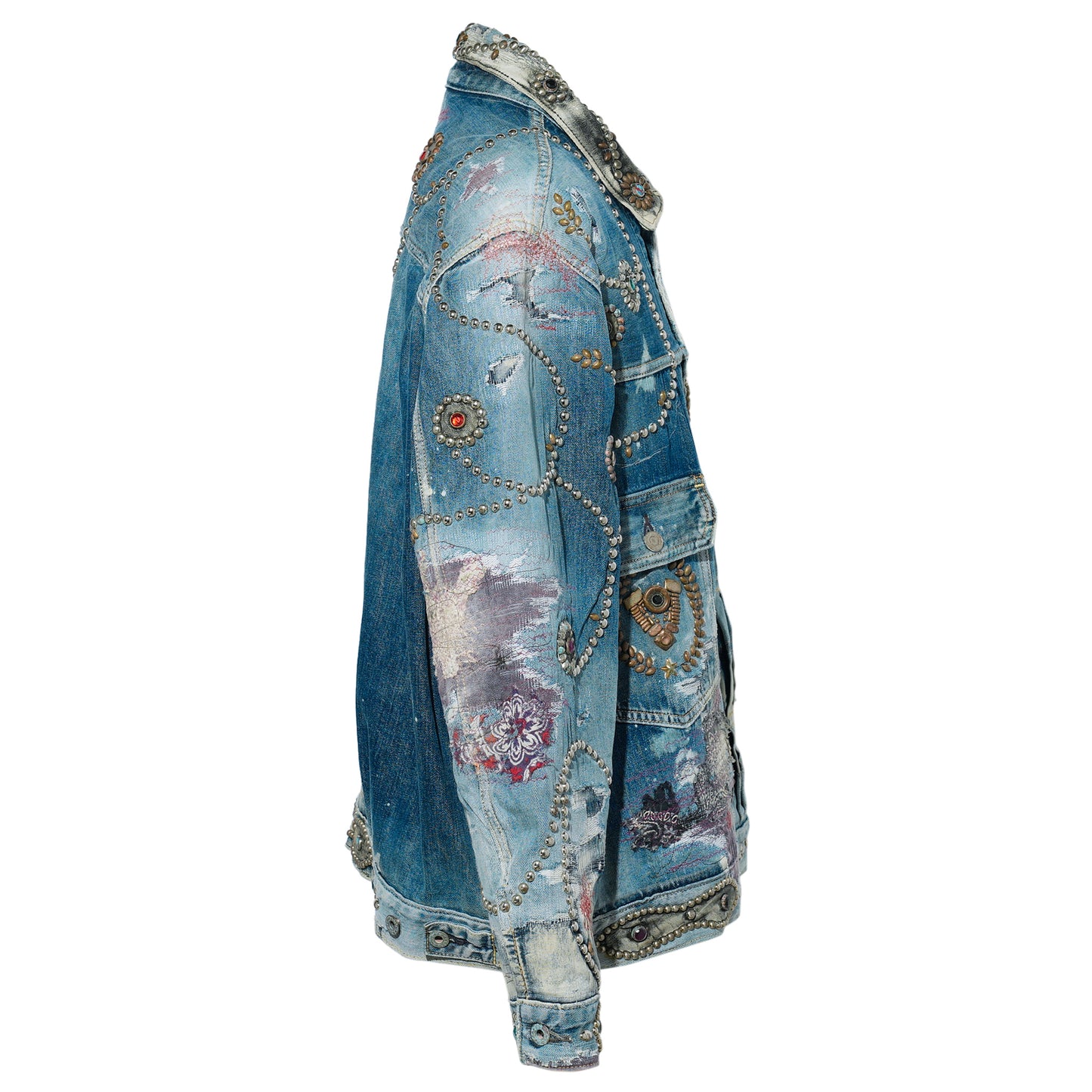 RULES DEER LEATHER×STUDS TYPE-2 JACKET (EVOLUTION ENGINE) / LIGHT INDIGO