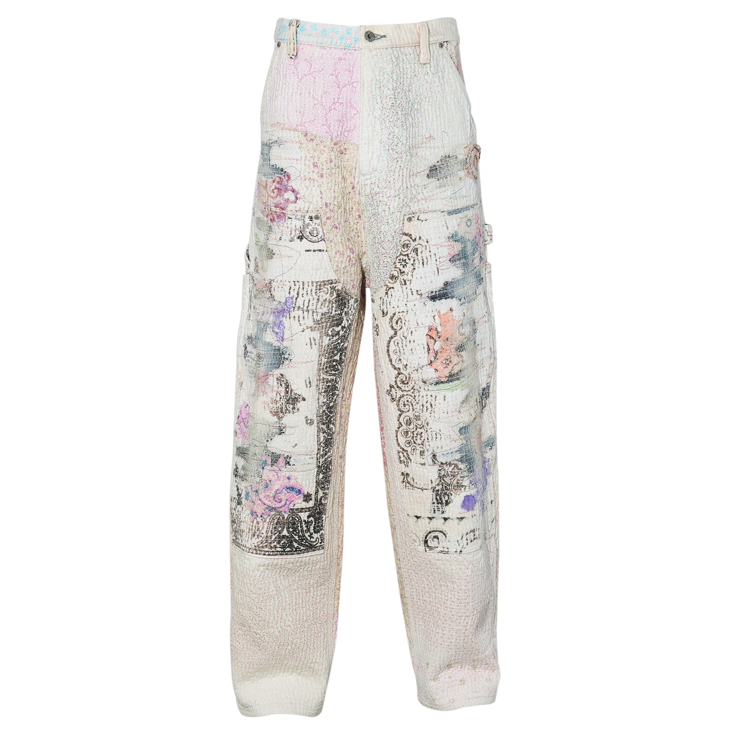 UROBOROS DOUBLE KNEE PAINTER PANTS / WHITE CALICO
