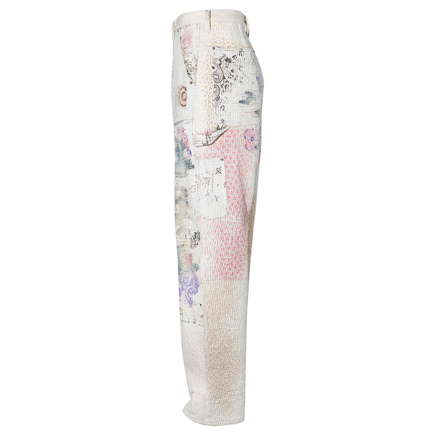 UROBOROS DOUBLE KNEE PAINTER PANTS / WHITE CALICO