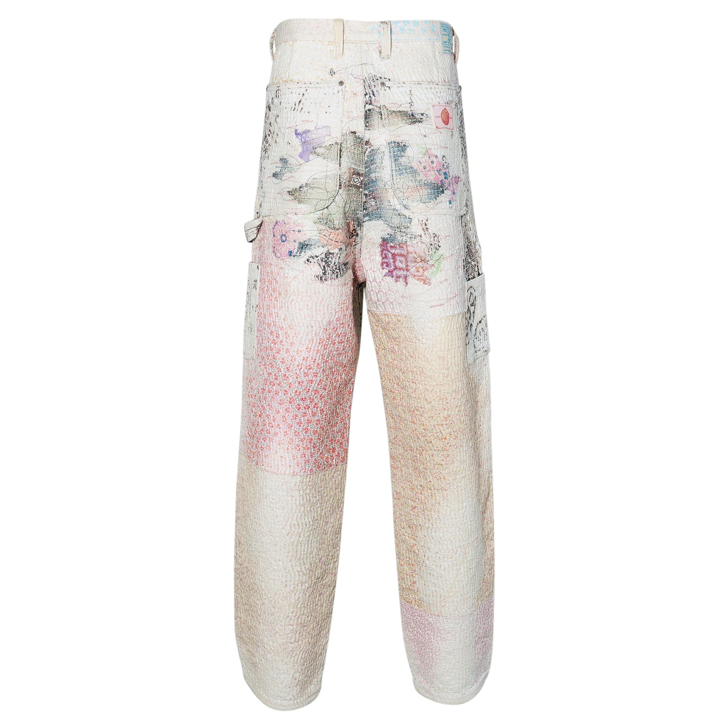 UROBOROS DOUBLE KNEE PAINTER PANTS / WHITE CALICO