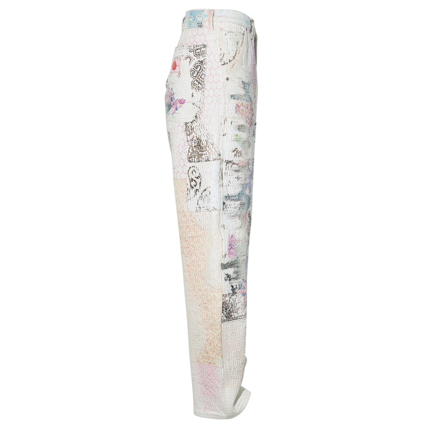 UROBOROS DOUBLE KNEE PAINTER PANTS / WHITE CALICO