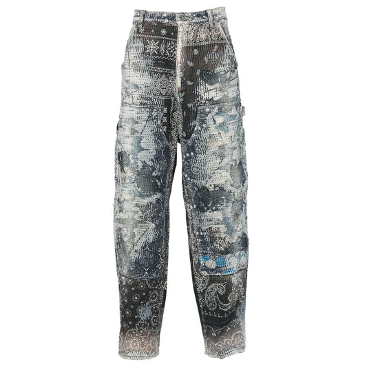 UROBOROS DOUBLE KNEE PAINTER PANTS / BLACK