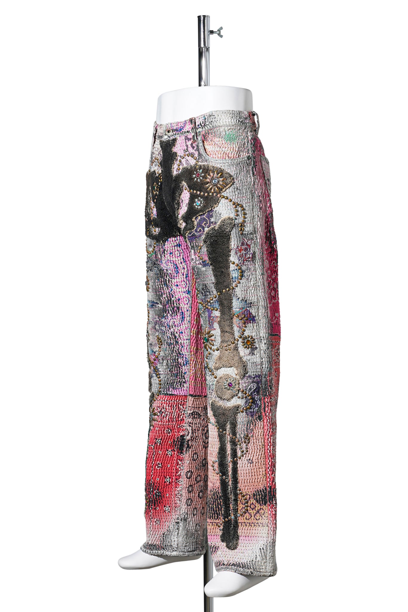 RULES BONE×FLOWER STUDS JEANS(DEATH&REBIRTH) / PINK