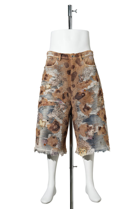 UROBOROS ANIMAL ECO FUR STUDS BUGGY SHORTS / HOLSTEIN