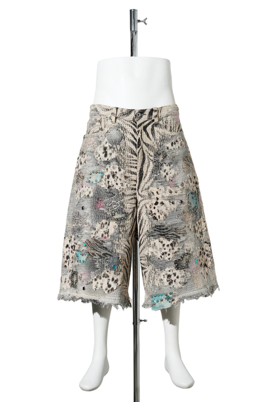 UROBOROS ANIMAL ECO FUR STUDS BUGGY SHORTS / ZEBRA