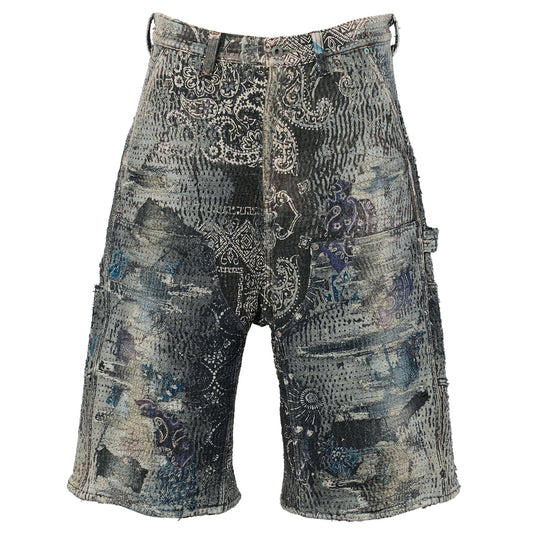 UROBOROS DOUBLE KNEE PAINTER SHORTS / BLACK