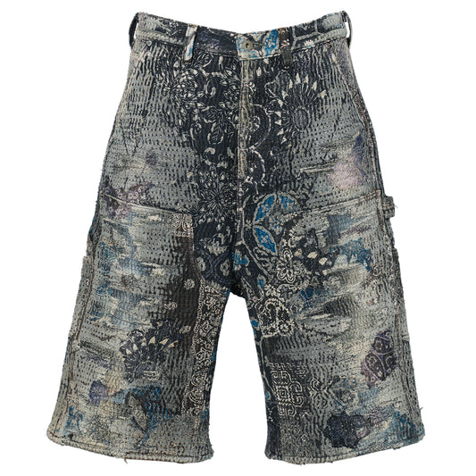 UROBOROS DOUBLE KNEE PAINTER SHORTS / BLACK