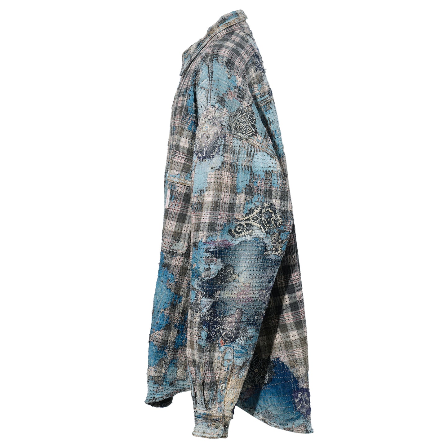 UROBOROS FLANNEL CHECK OVERSIZE WORKSHIRT / GLAY×NAVY