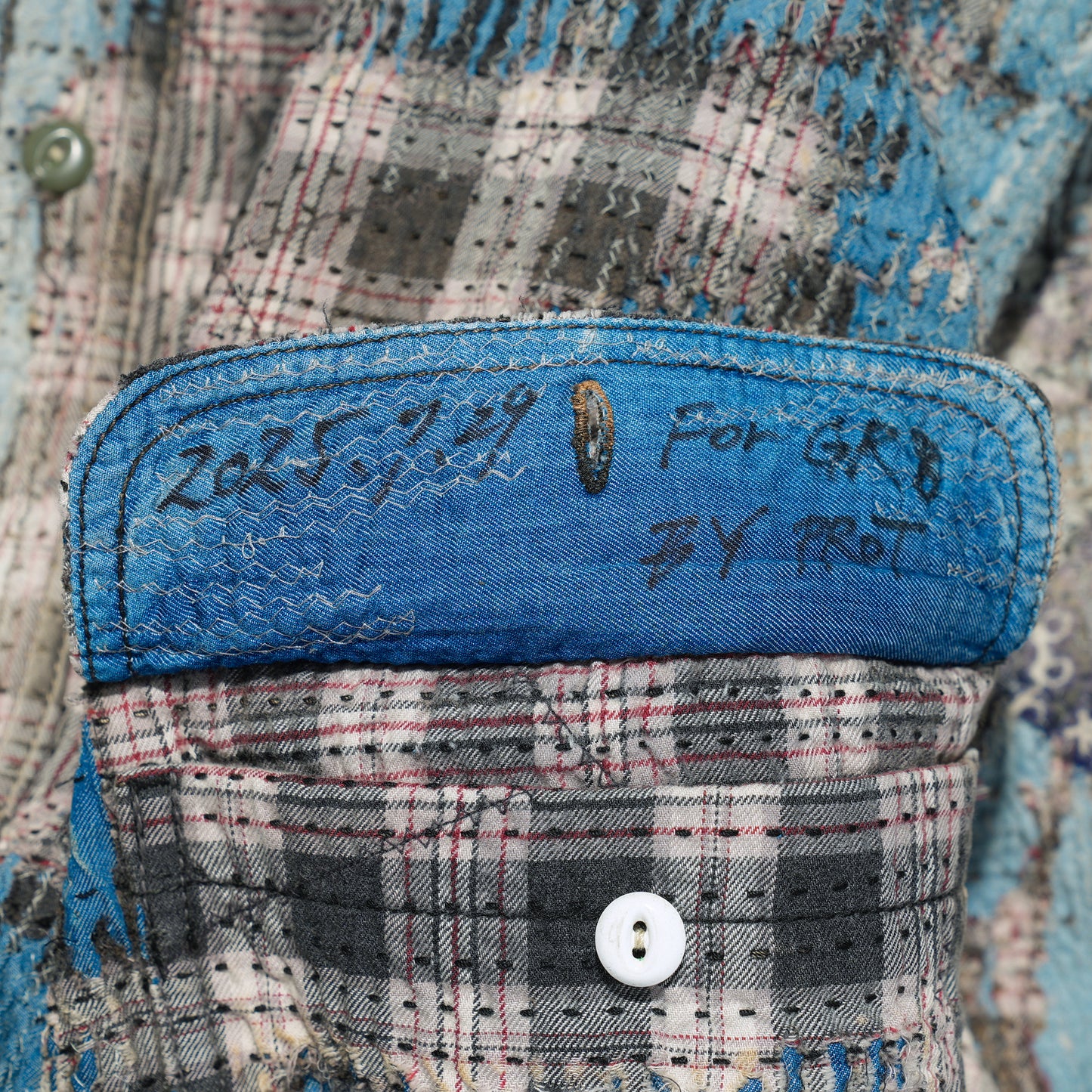 UROBOROS FLANNEL CHECK OVERSIZE WORKSHIRT / GLAY×NAVY