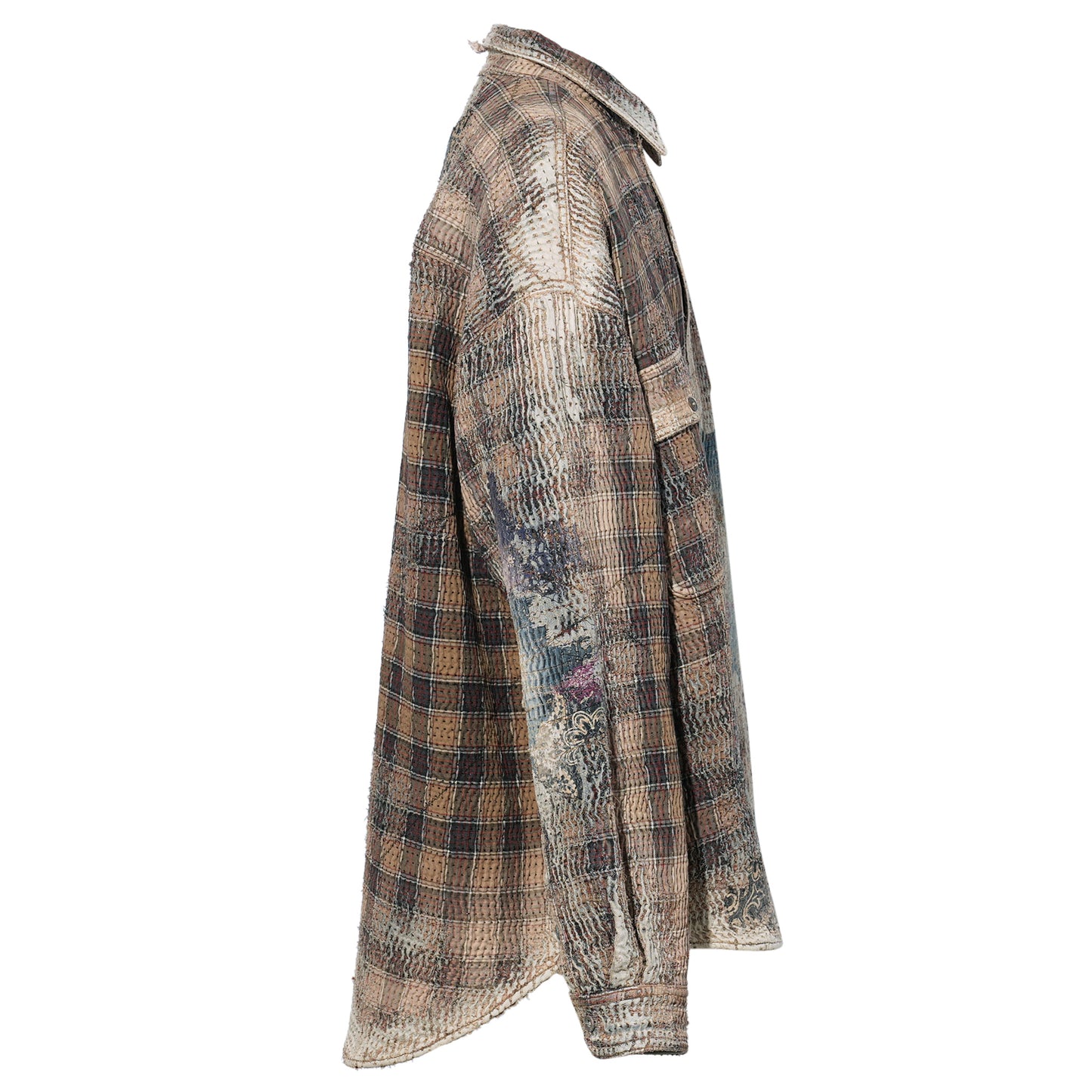 UROBOROS FLANNEL CHECK OVERSIZE WORKSHIRT / TAN