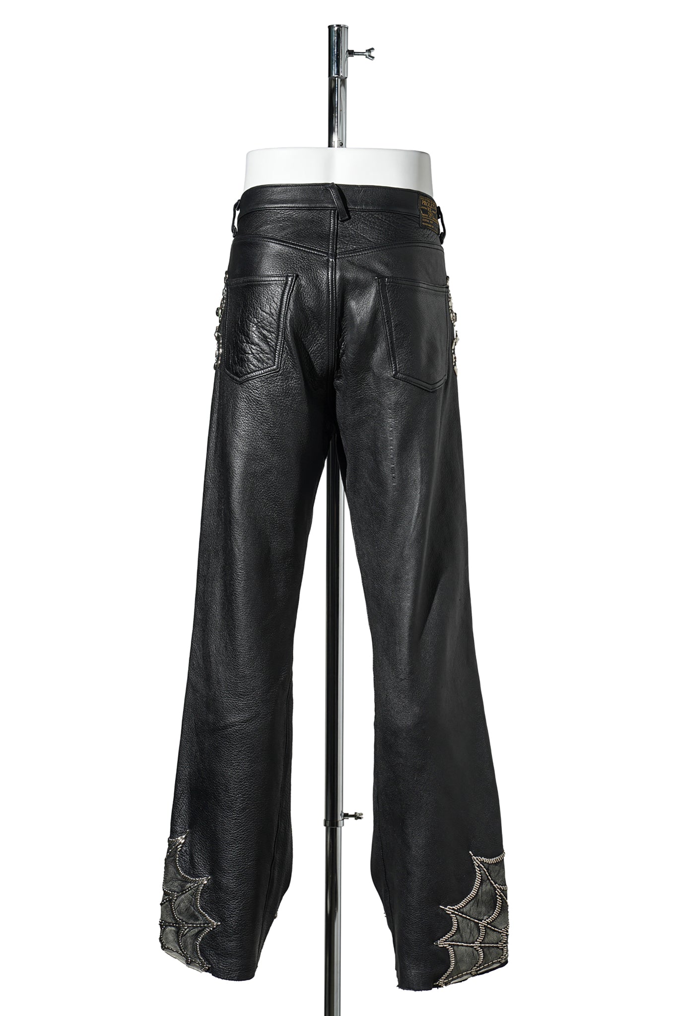 ALL-LEATHER STUDS CUSTOM FLARE JEANS ”BLACK WIDOW” / BLACK