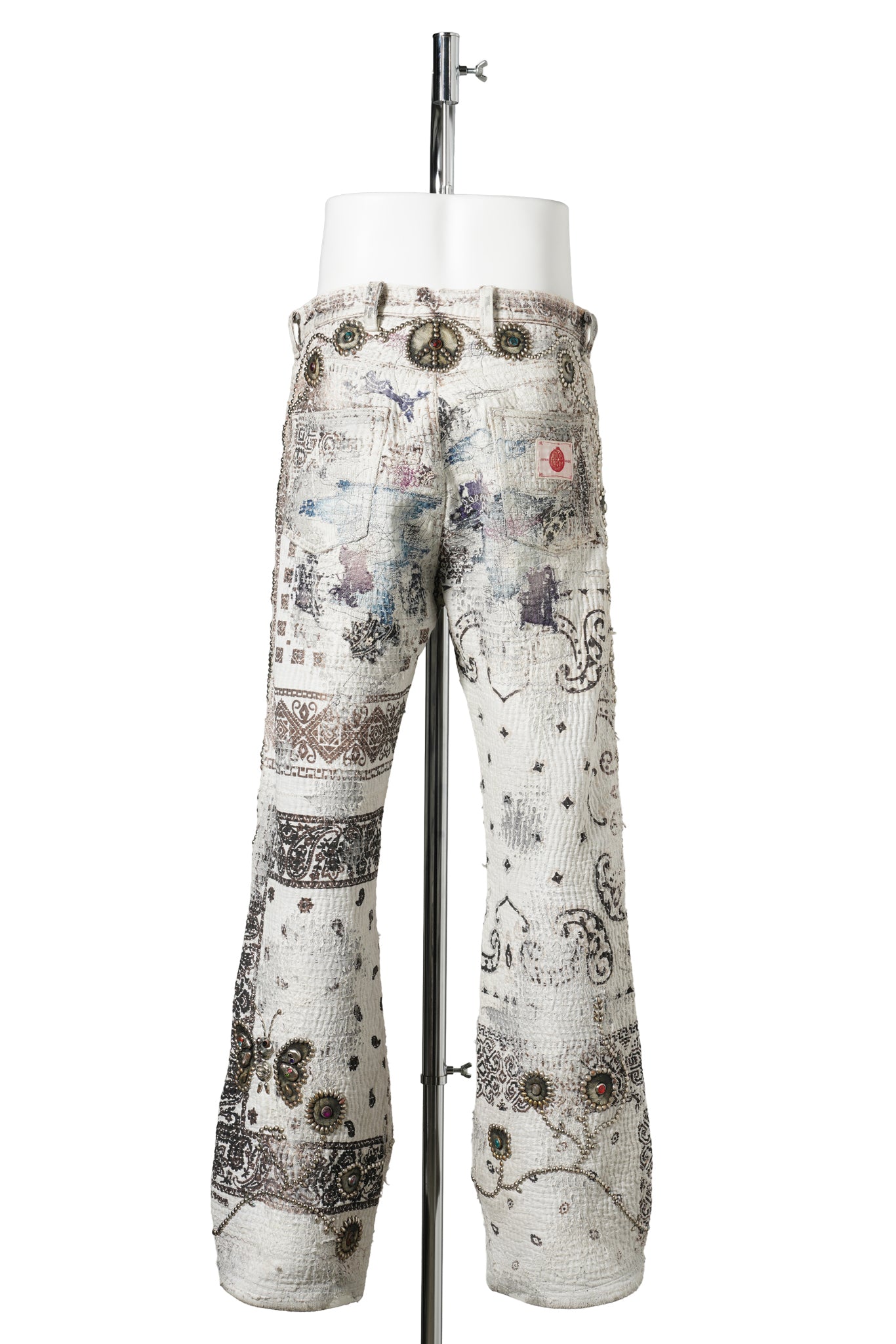 UROBOROS STUDS CUSTOM FLARE JEANS” Monochrome paradise” / WHITE