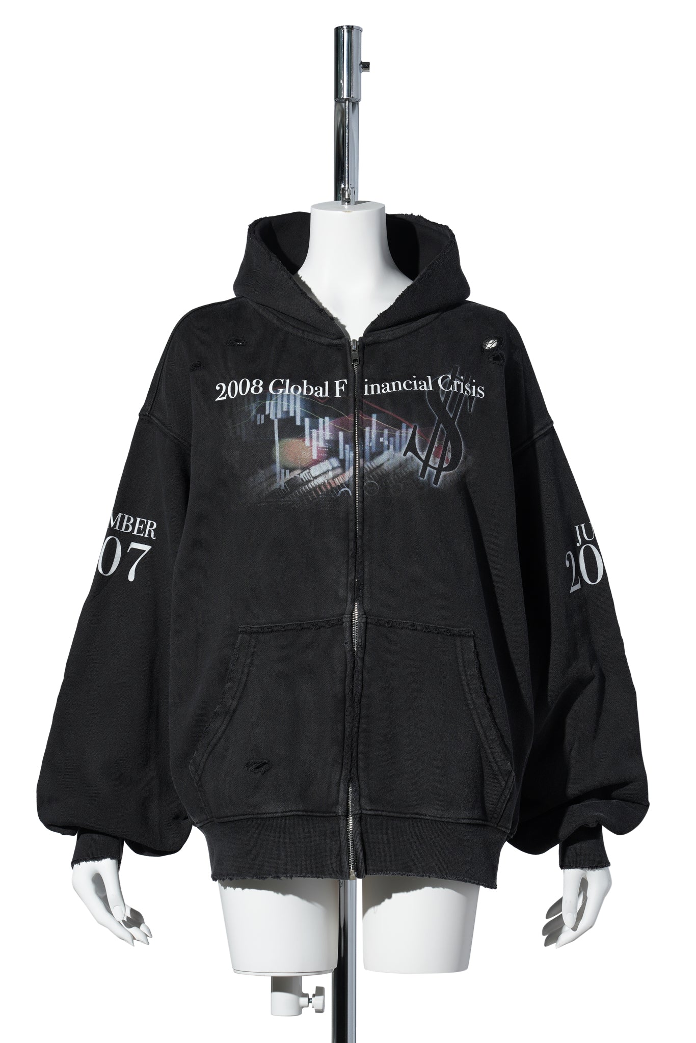FINANCIAL CRISIS DESTROYED HOODIE / BLACK