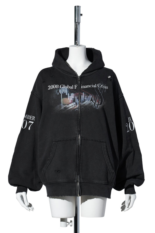 FINANCIAL CRISIS DESTROYED HOODIE / BLACK