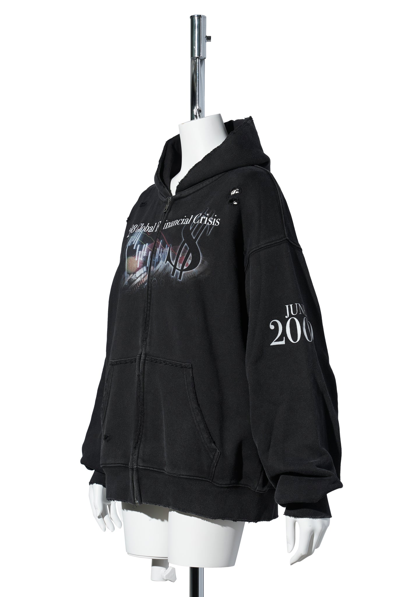 FINANCIAL CRISIS DESTROYED HOODIE / BLACK