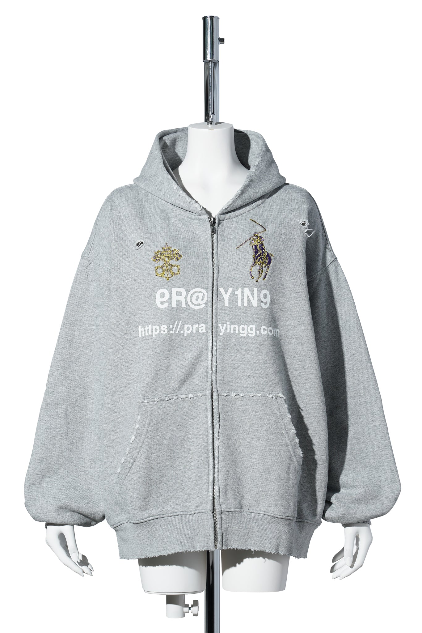 SYMBOLIC DESTROYED HOODIE / GREY