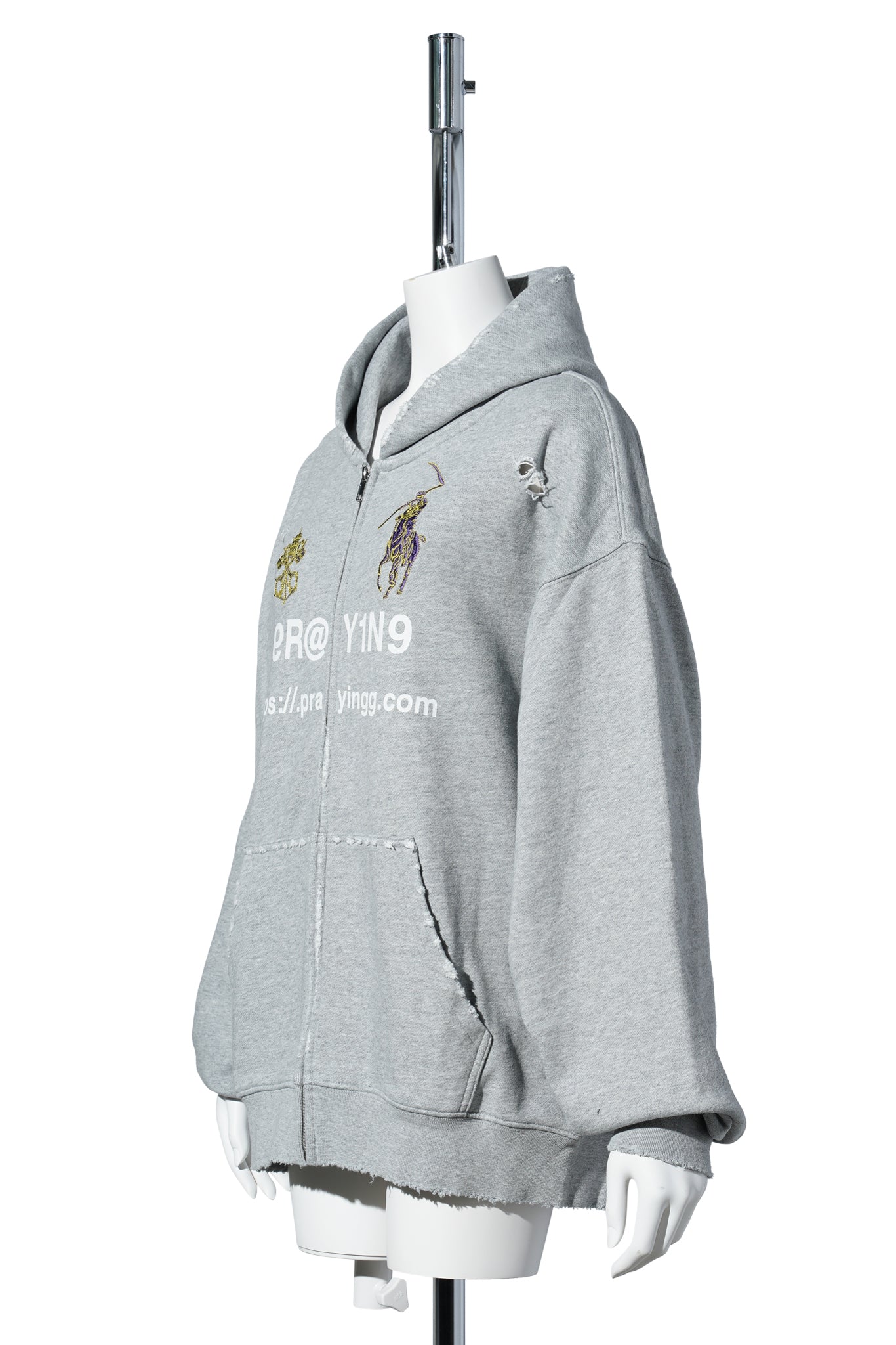 SYMBOLIC DESTROYED HOODIE / GREY
